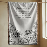 Grandparents Quote Woven Blanket, Gift for Grandma and Grandpa, Personalized Family Throw Blanket, Grandparent Appreciation Gift, Floral Keepsake