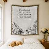 Grandparents Quote Woven Blanket, Gift for Grandma and Grandpa, Personalized Family Throw Blanket, Grandparent Appreciation Gift, Floral Keepsake