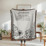 Grandparents Quote Woven Blanket, Gift for Grandma and Grandpa, Personalized Family Throw Blanket, Grandparent Appreciation Gift, Floral Keepsake