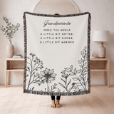 Grandparents Quote Woven Blanket, Gift for Grandma and Grandpa, Personalized Family Throw Blanket, Grandparent Appreciation Gift, Floral Keepsake