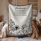Grandparents Quote Woven Blanket, Gift for Grandma and Grandpa, Personalized Family Throw Blanket, Grandparent Appreciation Gift, Floral Keepsake