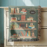 Personalized Library Woven Blanket, Custom Book Lover Throw Blanket, Reading Nook Decor, Literary Gift for Reader, Cozy Bookshelf Blanket