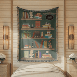 Personalized Library Woven Blanket, Custom Book Lover Throw Blanket, Reading Nook Decor, Literary Gift for Reader, Cozy Bookshelf Blanket