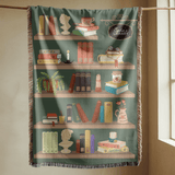 Personalized Library Woven Blanket, Custom Book Lover Throw Blanket, Reading Nook Decor, Literary Gift for Reader, Cozy Bookshelf Blanket