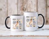 Glow Up Affirmations Coffee Mug, Girl Boss Self Care Gift for Her, Cute Messy Bun Aesthetic Motivational Ceramic Tea Cup with Pink Handle