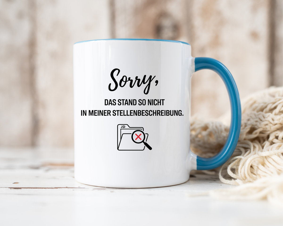 Sorry Das Stand So Nicht In Meiner Stellenbeschreibung Coffee Mug, Funny German Office Joke Gift for Coworkers, Sarcastic Job Description Ceramic Tea Cup with Pink Handle