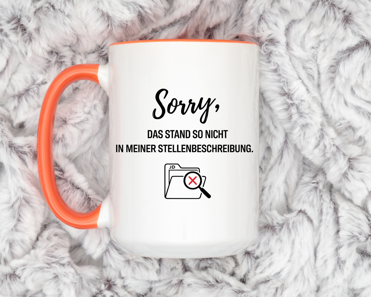 Sorry Das Stand So Nicht In Meiner Stellenbeschreibung Coffee Mug, Funny German Office Joke Gift for Coworkers, Sarcastic Job Description Ceramic Tea Cup with Pink Handle