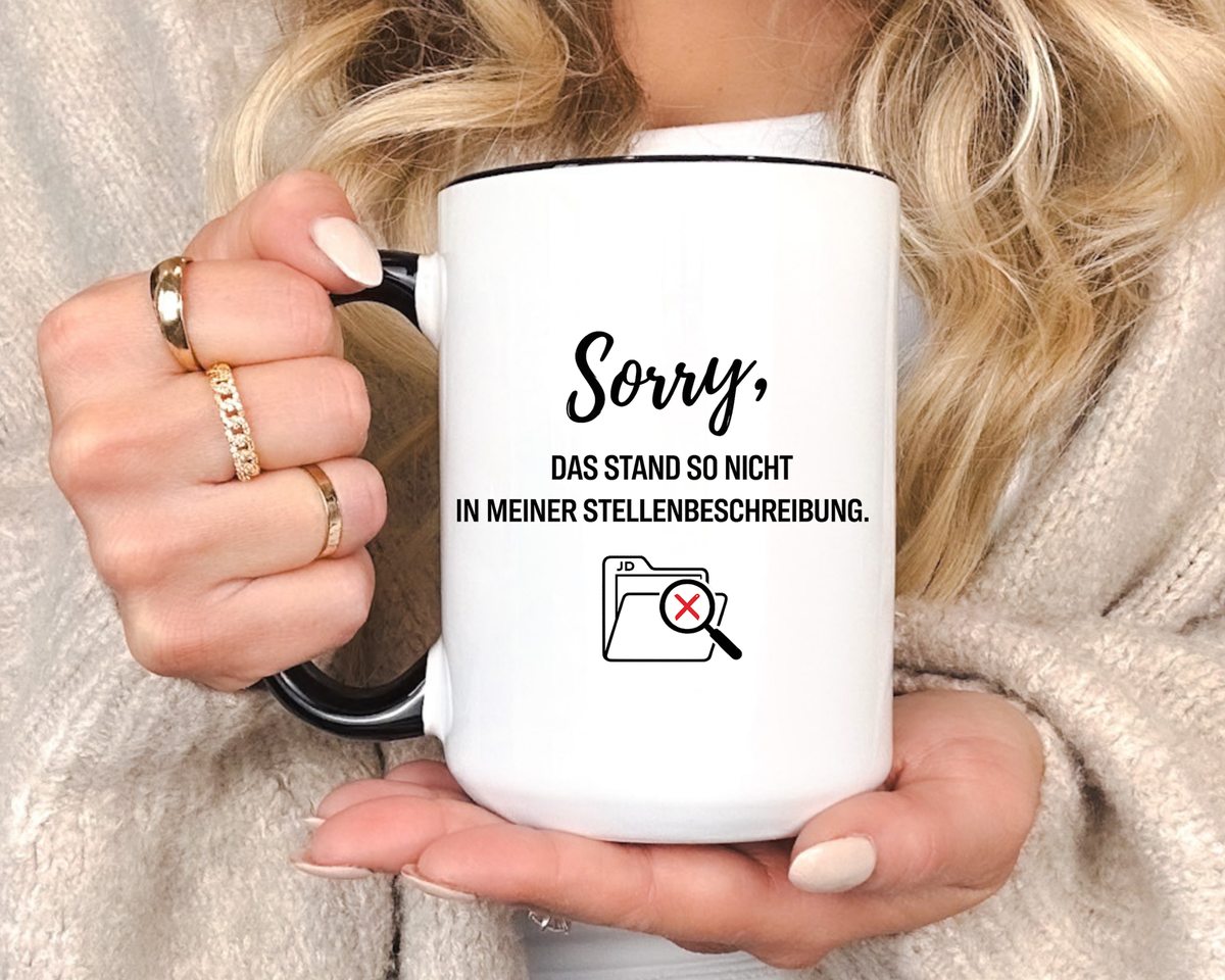 Sorry Das Stand So Nicht In Meiner Stellenbeschreibung Coffee Mug, Funny German Office Joke Gift for Coworkers, Sarcastic Job Description Ceramic Tea Cup with Pink Handle
