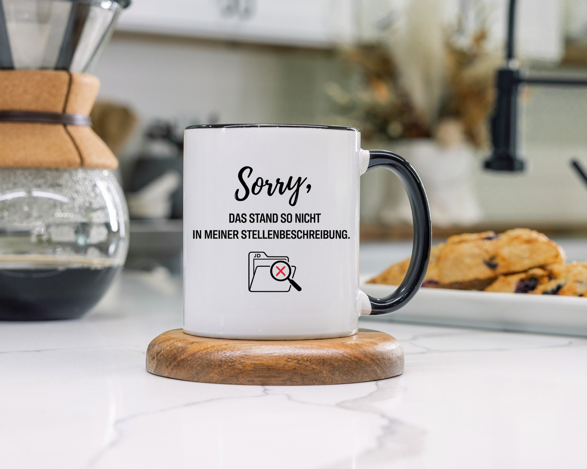 Sorry Das Stand So Nicht In Meiner Stellenbeschreibung Coffee Mug, Funny German Office Joke Gift for Coworkers, Sarcastic Job Description Ceramic Tea Cup with Pink Handle