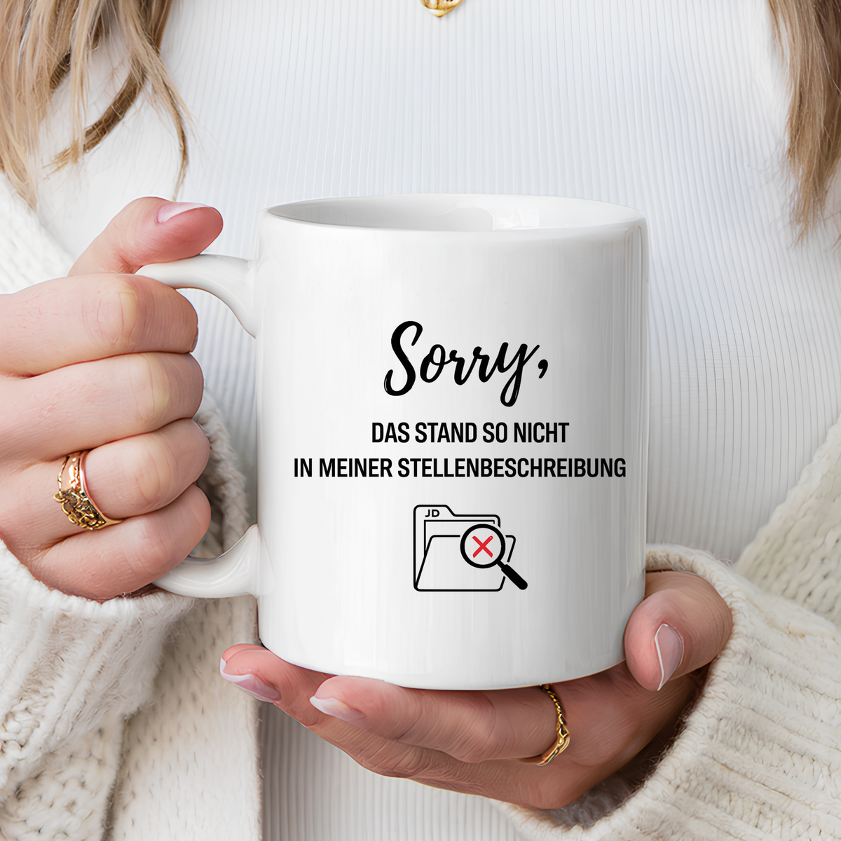 Sorry Das Stand So Nicht In Meiner Stellenbeschreibung Coffee Mug, Funny German Office Joke Gift for Coworkers, Sarcastic Job Description Ceramic Tea Cup with Pink Handle