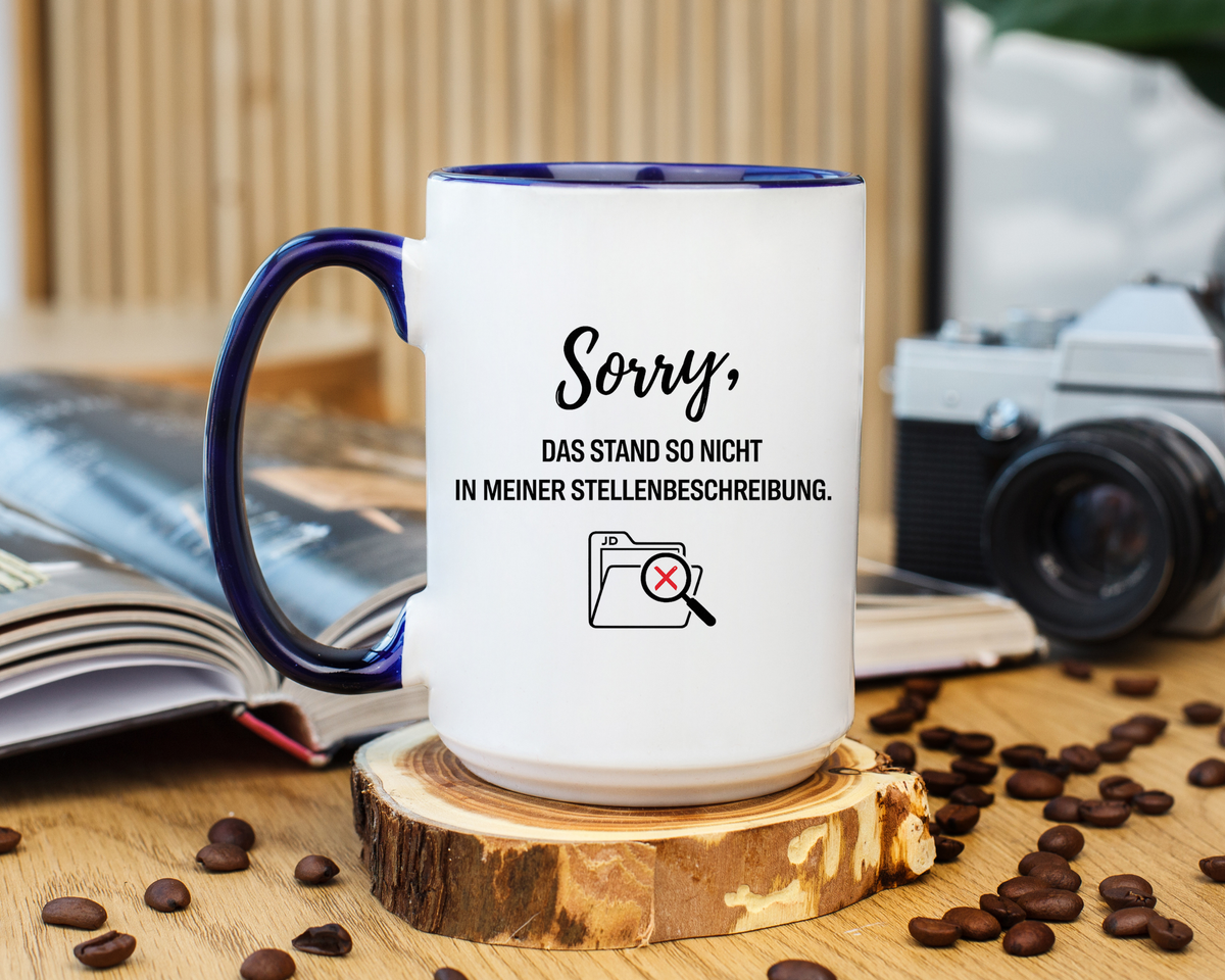 Sorry Das Stand So Nicht In Meiner Stellenbeschreibung Coffee Mug, Funny German Office Joke Gift for Coworkers, Sarcastic Job Description Ceramic Tea Cup with Pink Handle