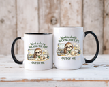 Work Is Slowly Sucking The Life Out Of Me Coffee Mug, Funny Sloth Office Joke Gift for Coworkers, Sarcastic Ceramic Tea Cup with Black Handle