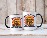 Why Force Enthusiasm When You Can Clock In And Do The Bare Minimum Coffee Mug, Funny Sloth Office Joke Gift for Coworkers, Sarcastic Ceramic Tea Cup with Pink Handle
