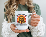 Why Force Enthusiasm When You Can Clock In And Do The Bare Minimum Coffee Mug, Funny Sloth Office Joke Gift for Coworkers, Sarcastic Ceramic Tea Cup with Pink Handle