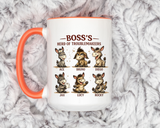Boss's Guide to Troubleshooting Coffee Mug, Funny Office Joke Gift for Coworkers, Sarcastic Donkey Jackass Ceramic Tea Cup with Dark Blue Handle