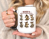 Boss's Guide to Troubleshooting Coffee Mug, Funny Office Joke Gift for Coworkers, Sarcastic Donkey Jackass Ceramic Tea Cup with Dark Blue Handle