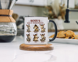 Boss's Guide to Troubleshooting Coffee Mug, Funny Office Joke Gift for Coworkers, Sarcastic Donkey Jackass Ceramic Tea Cup with Dark Blue Handle