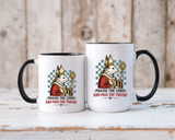Praise the Lord and Pass the Trash Coffee Mug, Funny Opossum Pope Gift for Friends, Sarcastic Christian Possum Ceramic Tea Cup with Black Handle