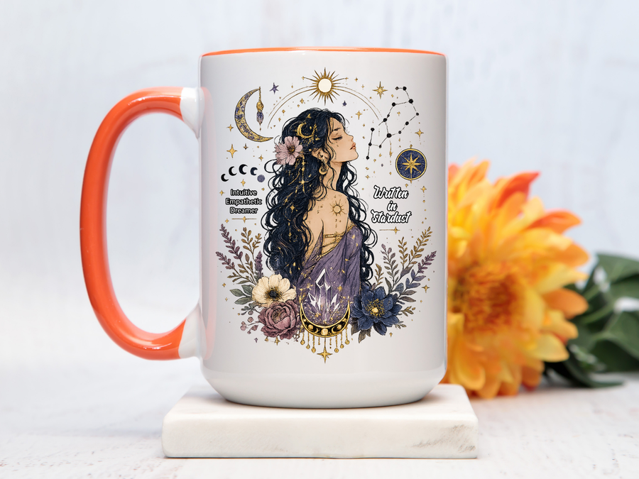 Intuitive Dreamer Astrology Coffee Mug, Mystic Woman Zodiac Mug, Written in Stardust Cup, Celestial Goddess Gift, Spiritual Coffee Mug