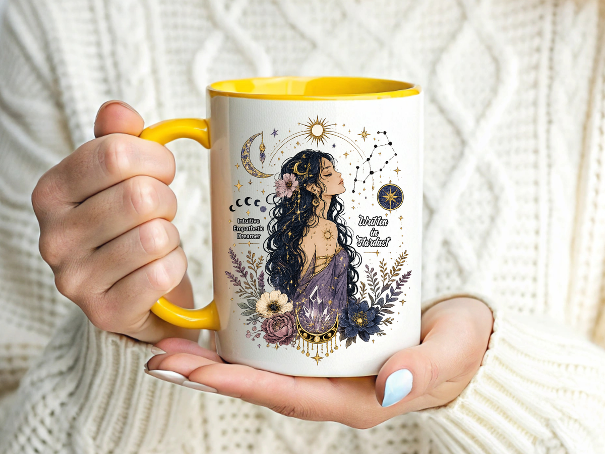 Intuitive Dreamer Astrology Coffee Mug, Mystic Woman Zodiac Mug, Written in Stardust Cup, Celestial Goddess Gift, Spiritual Coffee Mug