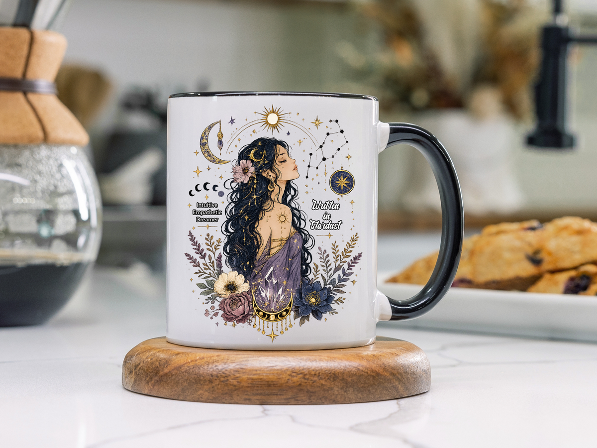 Intuitive Dreamer Astrology Coffee Mug, Mystic Woman Zodiac Mug, Written in Stardust Cup, Celestial Goddess Gift, Spiritual Coffee Mug