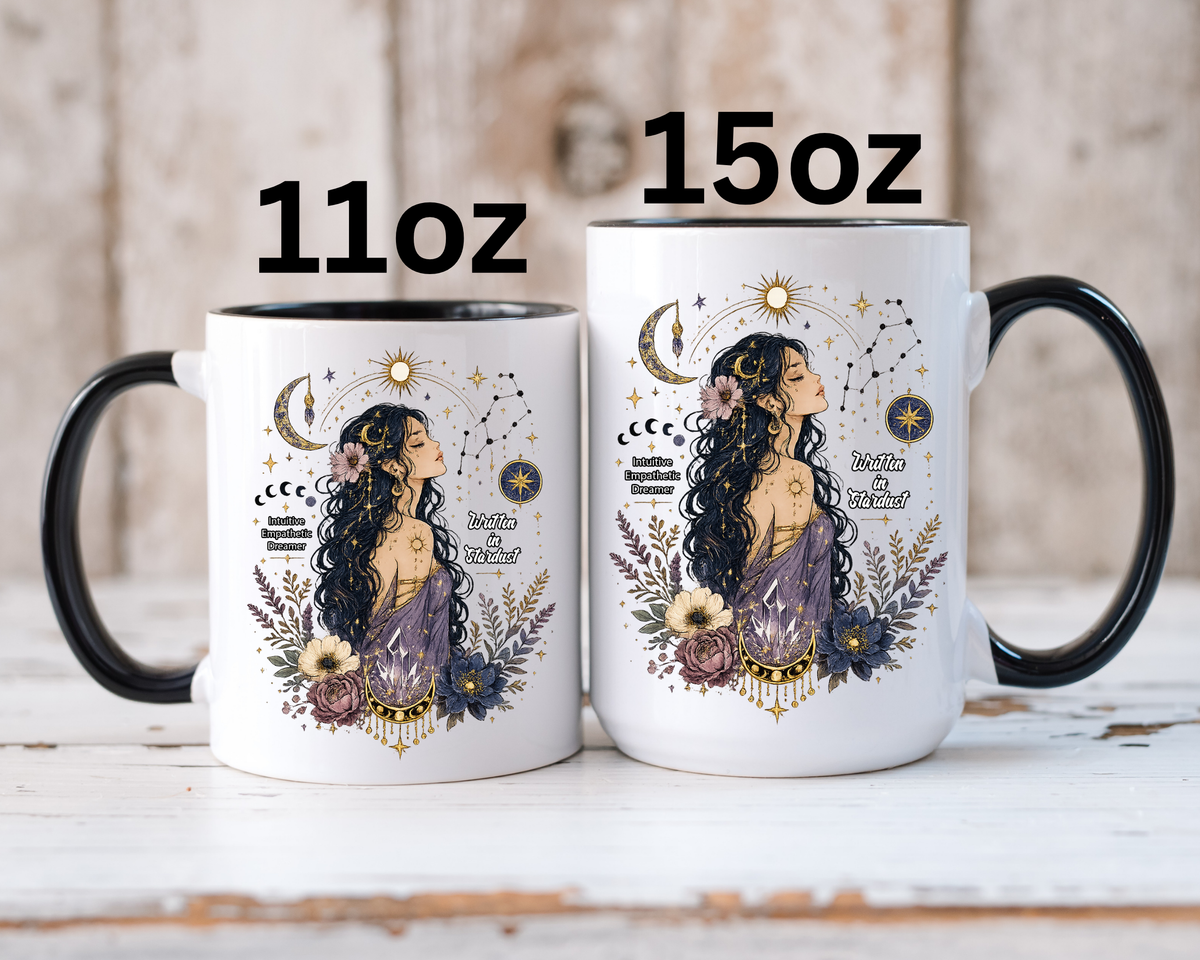 Intuitive Dreamer Astrology Coffee Mug, Mystic Woman Zodiac Mug, Written in Stardust Cup, Celestial Goddess Gift, Spiritual Coffee Mug