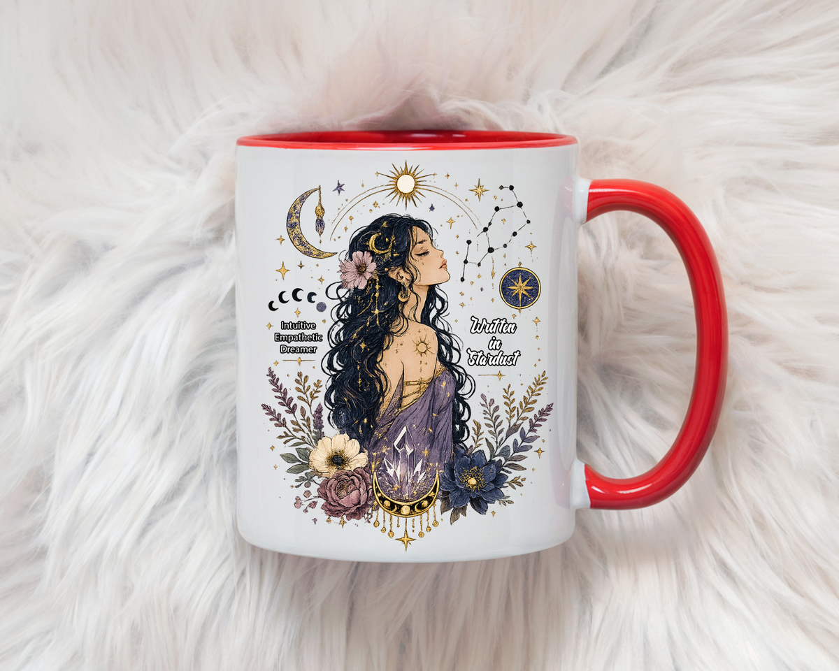 Intuitive Dreamer Astrology Coffee Mug, Mystic Woman Zodiac Mug, Written in Stardust Cup, Celestial Goddess Gift, Spiritual Coffee Mug