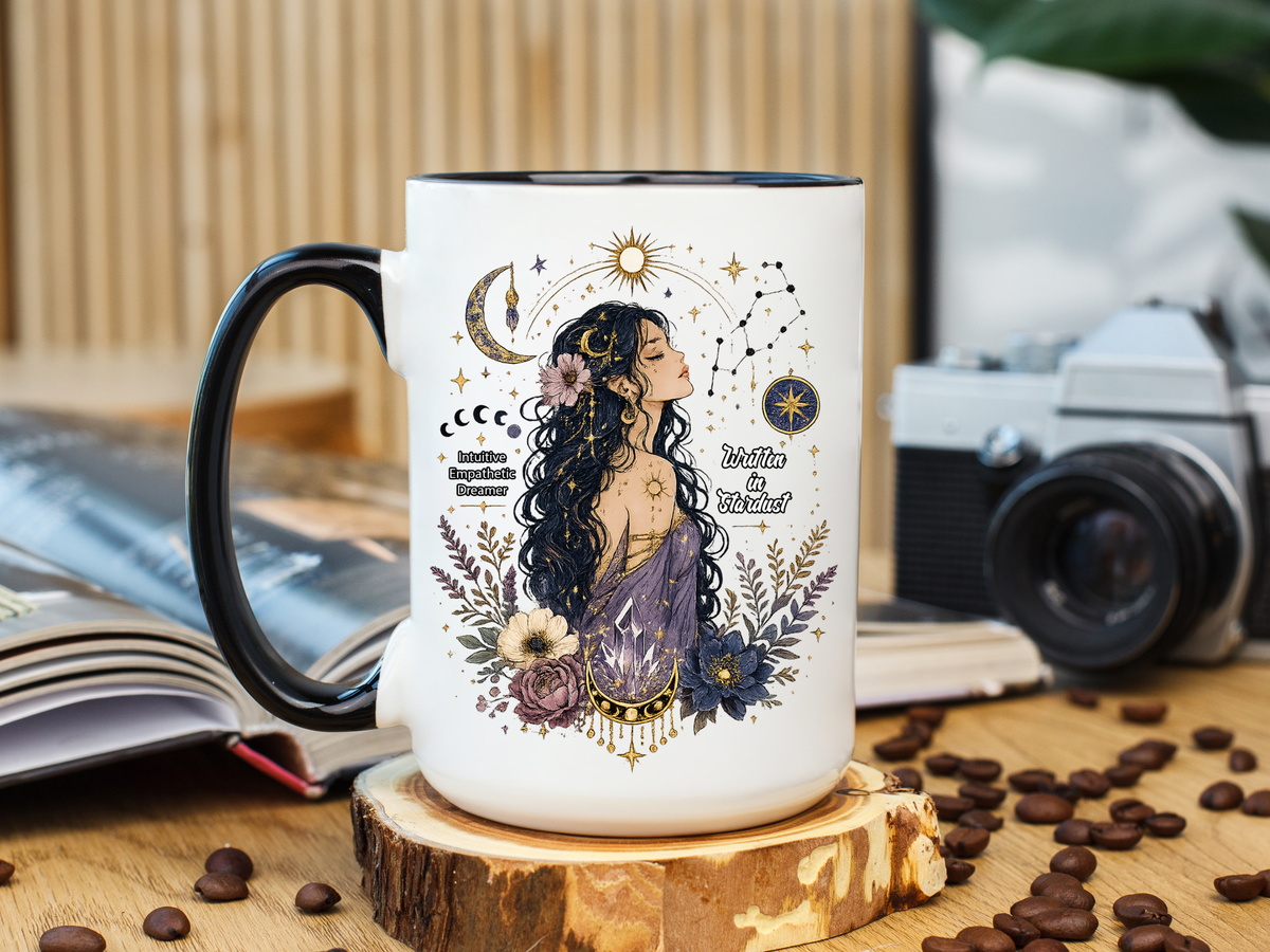 Intuitive Dreamer Astrology Coffee Mug, Mystic Woman Zodiac Mug, Written in Stardust Cup, Celestial Goddess Gift, Spiritual Coffee Mug