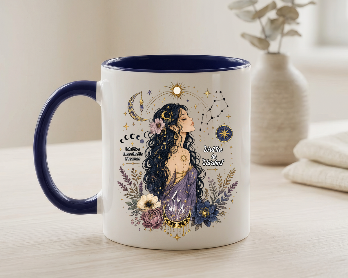 Intuitive Dreamer Astrology Coffee Mug, Mystic Woman Zodiac Mug, Written in Stardust Cup, Celestial Goddess Gift, Spiritual Coffee Mug