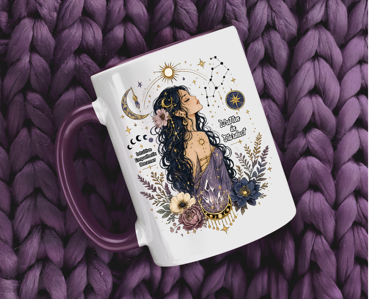 Intuitive Dreamer Astrology Coffee Mug, Mystic Woman Zodiac Mug, Written in Stardust Cup, Celestial Goddess Gift, Spiritual Coffee Mug