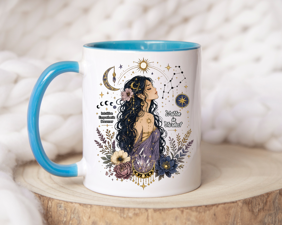 Intuitive Dreamer Astrology Coffee Mug, Mystic Woman Zodiac Mug, Written in Stardust Cup, Celestial Goddess Gift, Spiritual Coffee Mug