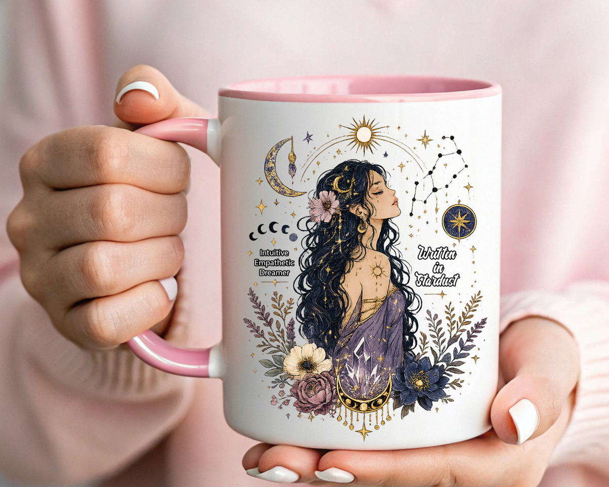 Intuitive Dreamer Astrology Coffee Mug, Mystic Woman Zodiac Mug, Written in Stardust Cup, Celestial Goddess Gift, Spiritual Coffee Mug