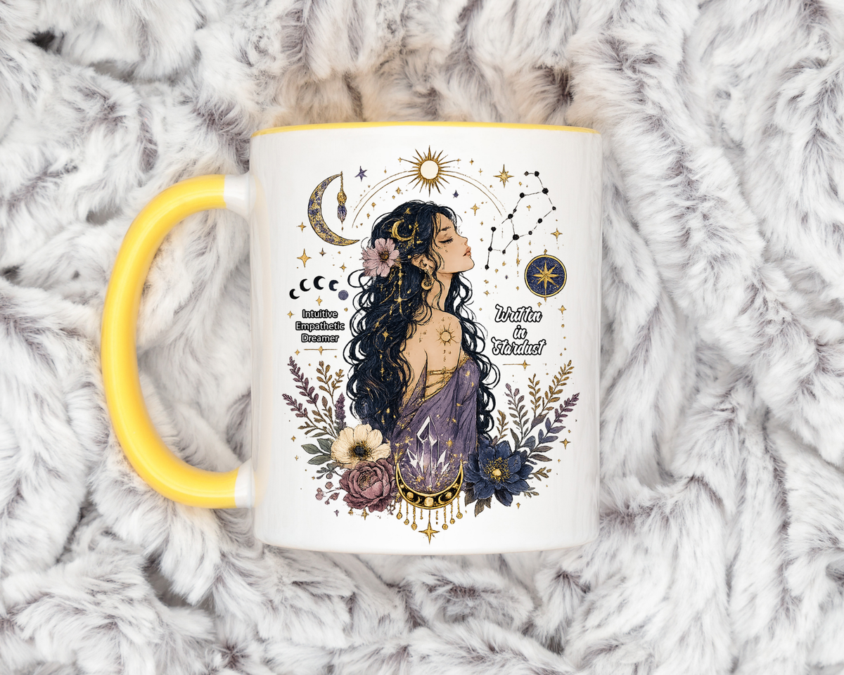 Intuitive Dreamer Astrology Coffee Mug, Mystic Woman Zodiac Mug, Written in Stardust Cup, Celestial Goddess Gift, Spiritual Coffee Mug