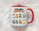Funny Cat Science Coffee Mug, Feline Formulas Cat Lover Mug, Chemistry Cat Gift, Nerdy Cat Mom Cup for Scientists & Students