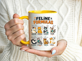 Funny Cat Science Coffee Mug, Feline Formulas Cat Lover Mug, Chemistry Cat Gift, Nerdy Cat Mom Cup for Scientists & Students