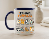 Funny Cat Science Coffee Mug, Feline Formulas Cat Lover Mug, Chemistry Cat Gift, Nerdy Cat Mom Cup for Scientists & Students
