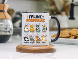 Funny Cat Science Coffee Mug, Feline Formulas Cat Lover Mug, Chemistry Cat Gift, Nerdy Cat Mom Cup for Scientists & Students