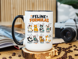 Funny Cat Science Coffee Mug, Feline Formulas Cat Lover Mug, Chemistry Cat Gift, Nerdy Cat Mom Cup for Scientists & Students