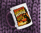 Book Lover Cat Coffee Mug, Reading Cat Mug for Bookworms, Literary Gift for Readers, Librarian Teacher Cup, Books Unlock Minds