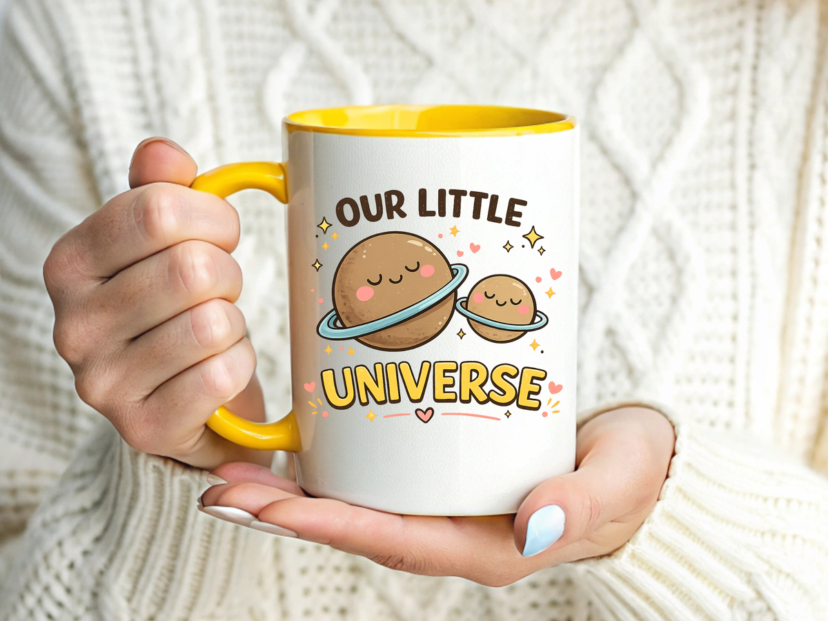 Cute Planet Family Mug, Our Little Universe Coffee Mug, Parent Child Gift, New Mom Mug, Space Lover Family Cup, Baby Shower Gift