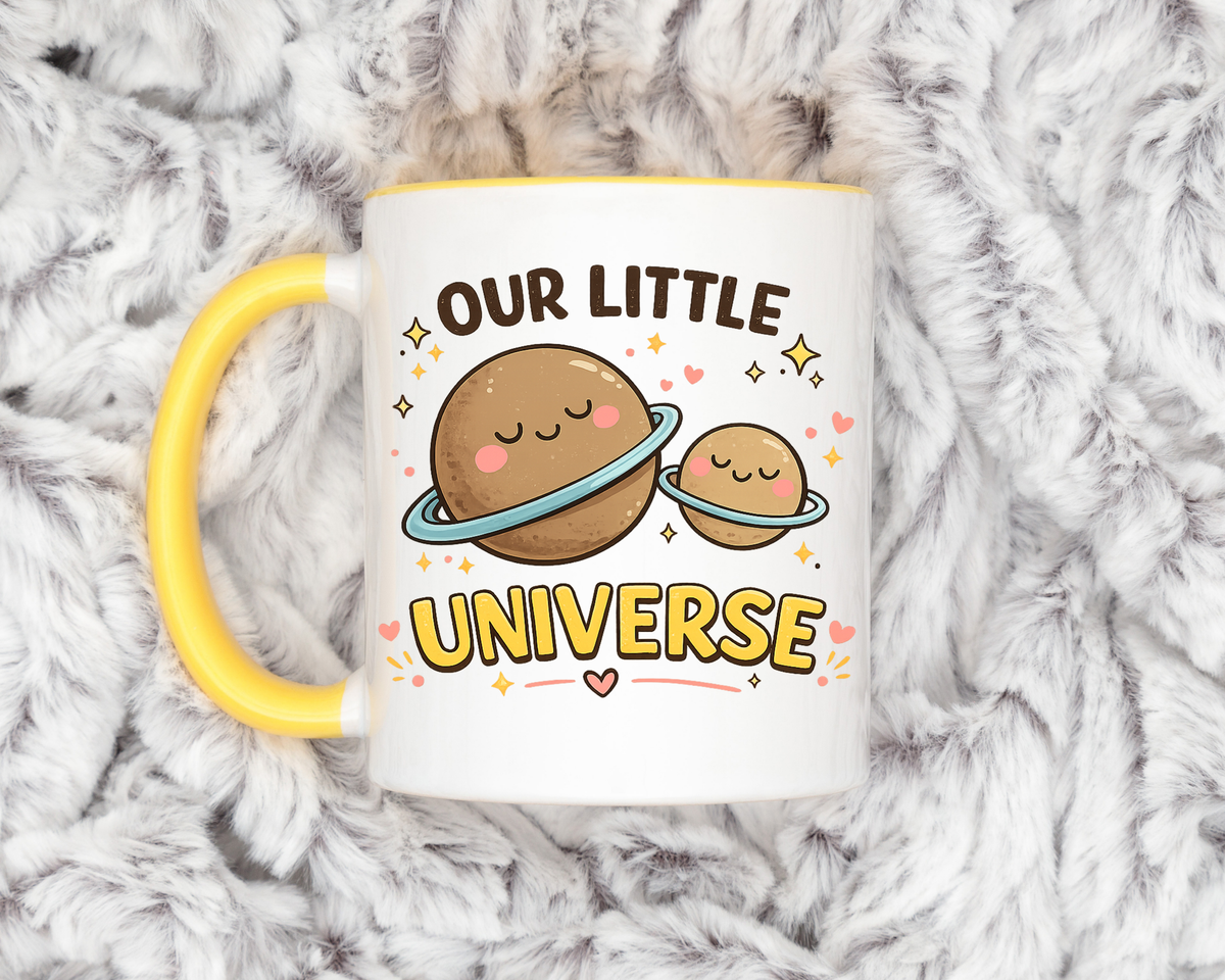 Cute Planet Family Mug, Our Little Universe Coffee Mug, Parent Child Gift, New Mom Mug, Space Lover Family Cup, Baby Shower Gift