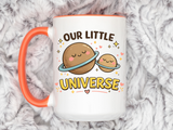 Cute Planet Family Mug, Our Little Universe Coffee Mug, Parent Child Gift, New Mom Mug, Space Lover Family Cup, Baby Shower Gift