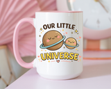 Cute Planet Family Mug, Our Little Universe Coffee Mug, Parent Child Gift, New Mom Mug, Space Lover Family Cup, Baby Shower Gift