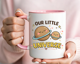 Cute Planet Family Mug, Our Little Universe Coffee Mug, Parent Child Gift, New Mom Mug, Space Lover Family Cup, Baby Shower Gift