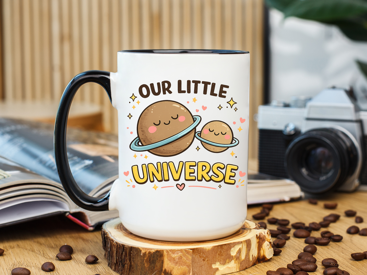 Cute Planet Family Mug, Our Little Universe Coffee Mug, Parent Child Gift, New Mom Mug, Space Lover Family Cup, Baby Shower Gift