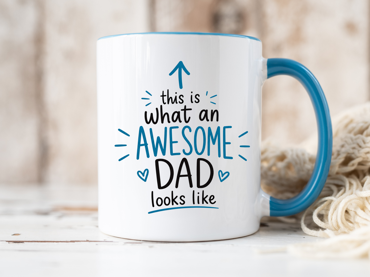 This Is What An Awesome Dad Looks Like Coffee Mug, Father's Day Gift from Daughter or Son, Funny Papa Birthday Ceramic Tea Cup