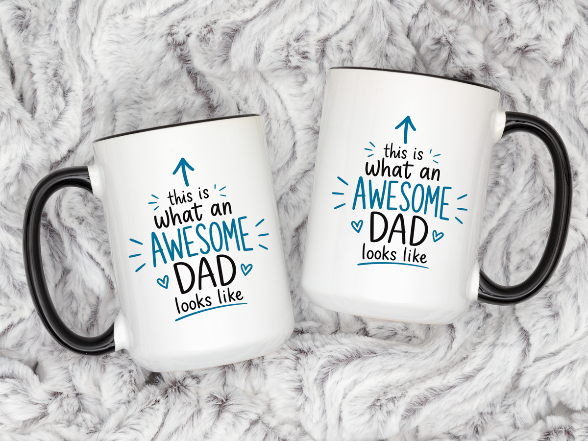 This Is What An Awesome Dad Looks Like Coffee Mug, Father's Day Gift from Daughter or Son, Funny Papa Birthday Ceramic Tea Cup