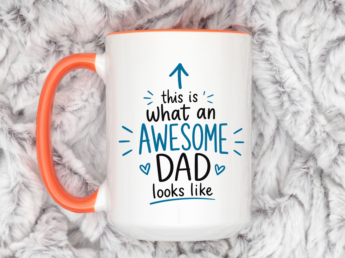 This Is What An Awesome Dad Looks Like Coffee Mug, Father's Day Gift from Daughter or Son, Funny Papa Birthday Ceramic Tea Cup