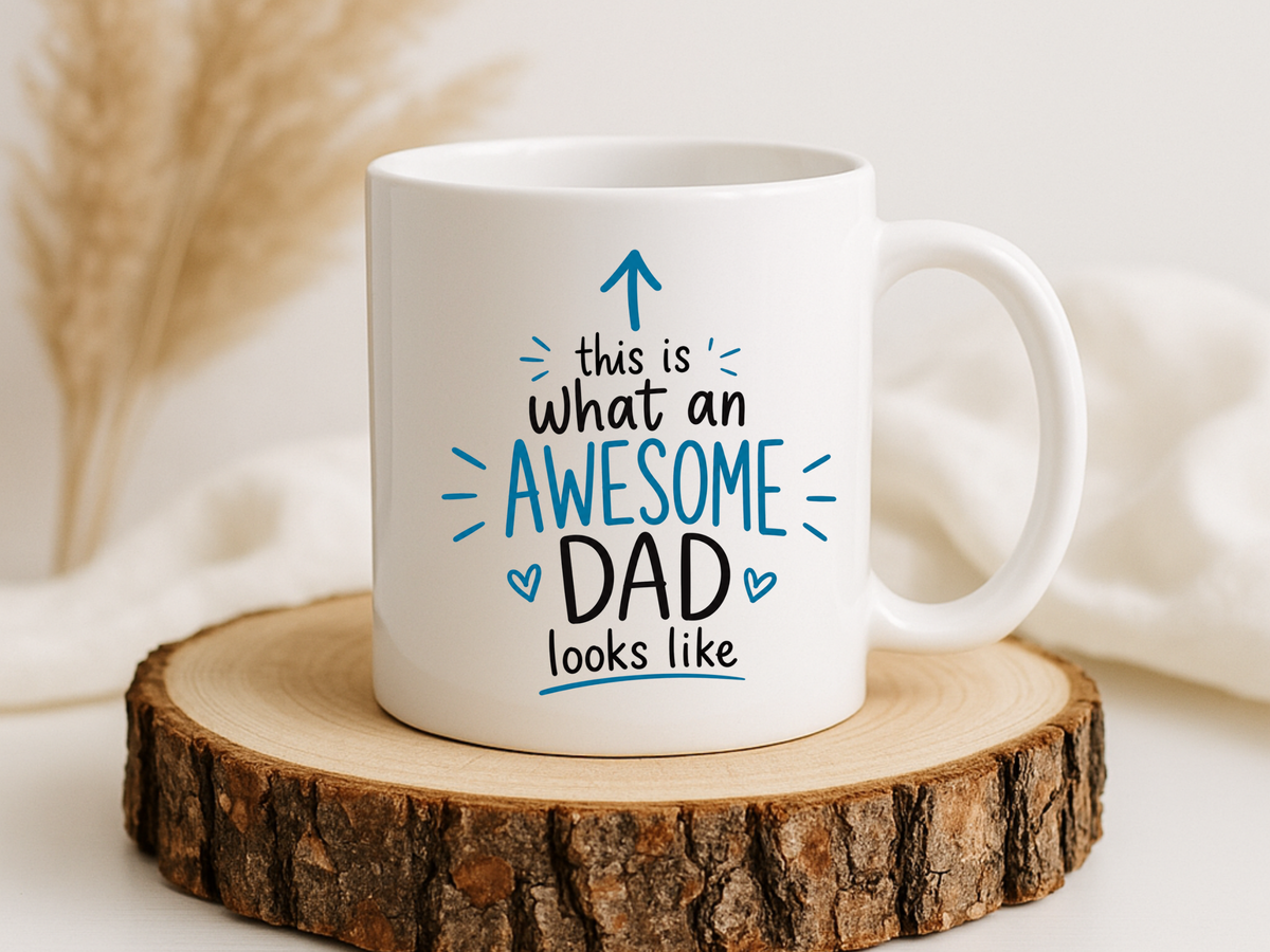 This Is What An Awesome Dad Looks Like Coffee Mug, Father's Day Gift from Daughter or Son, Funny Papa Birthday Ceramic Tea Cup