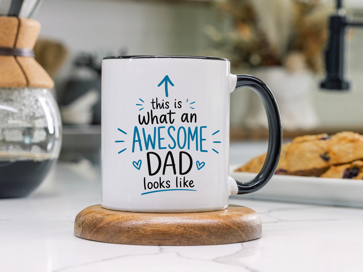 This Is What An Awesome Dad Looks Like Coffee Mug, Father's Day Gift from Daughter or Son, Funny Papa Birthday Ceramic Tea Cup